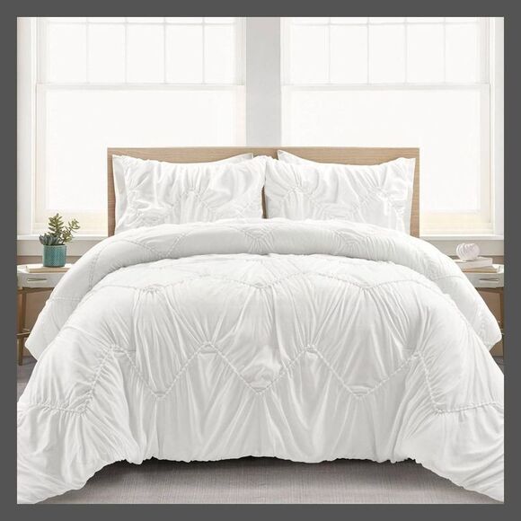 Lush Decor -  Comforter Set Chevron Embroidered Desig White - Picture 2 of 4